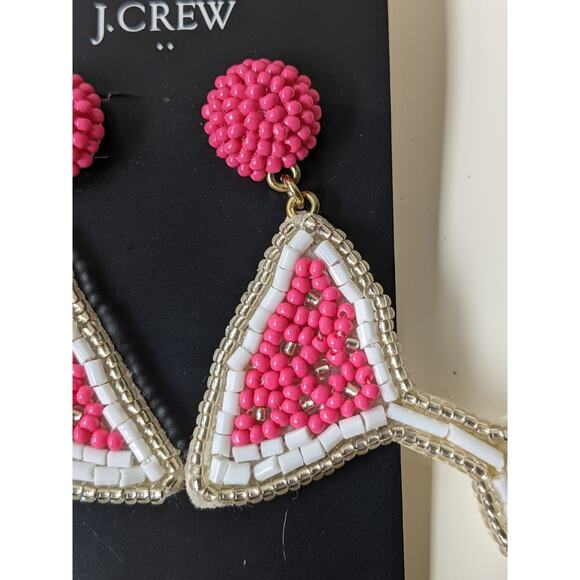 J.Crew JCREW Bead Beaded Martini Earrings Pink Multi Gold Tone Hypoallergenic - Picture 2 of 6